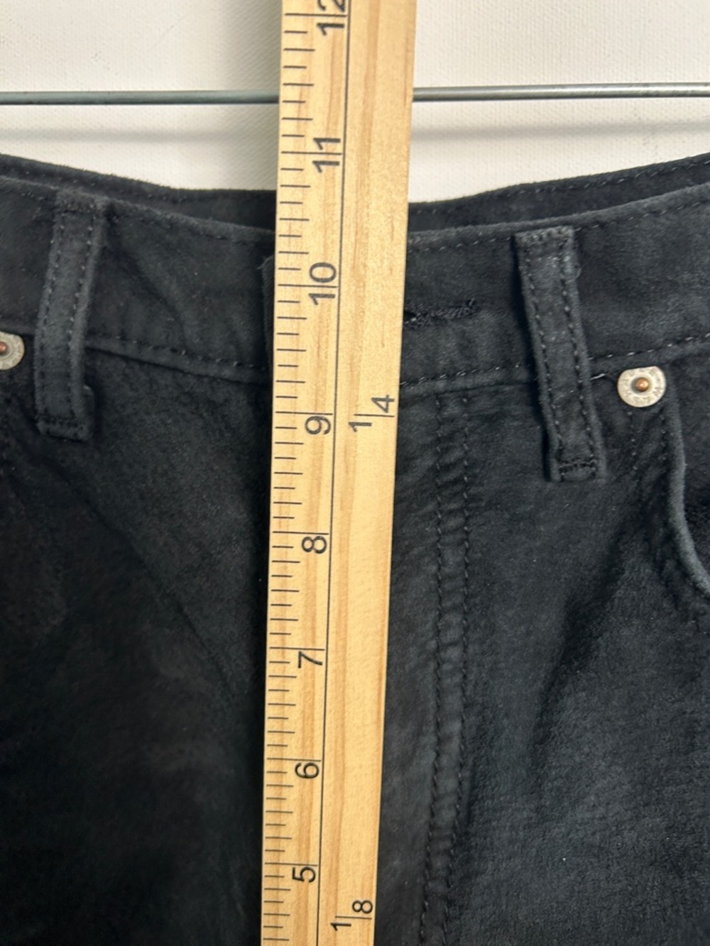 Vintage Skotts Black Suede Pants Jeans Washable High Rise Hipster Biker Size 28 - Picture 11 of 16